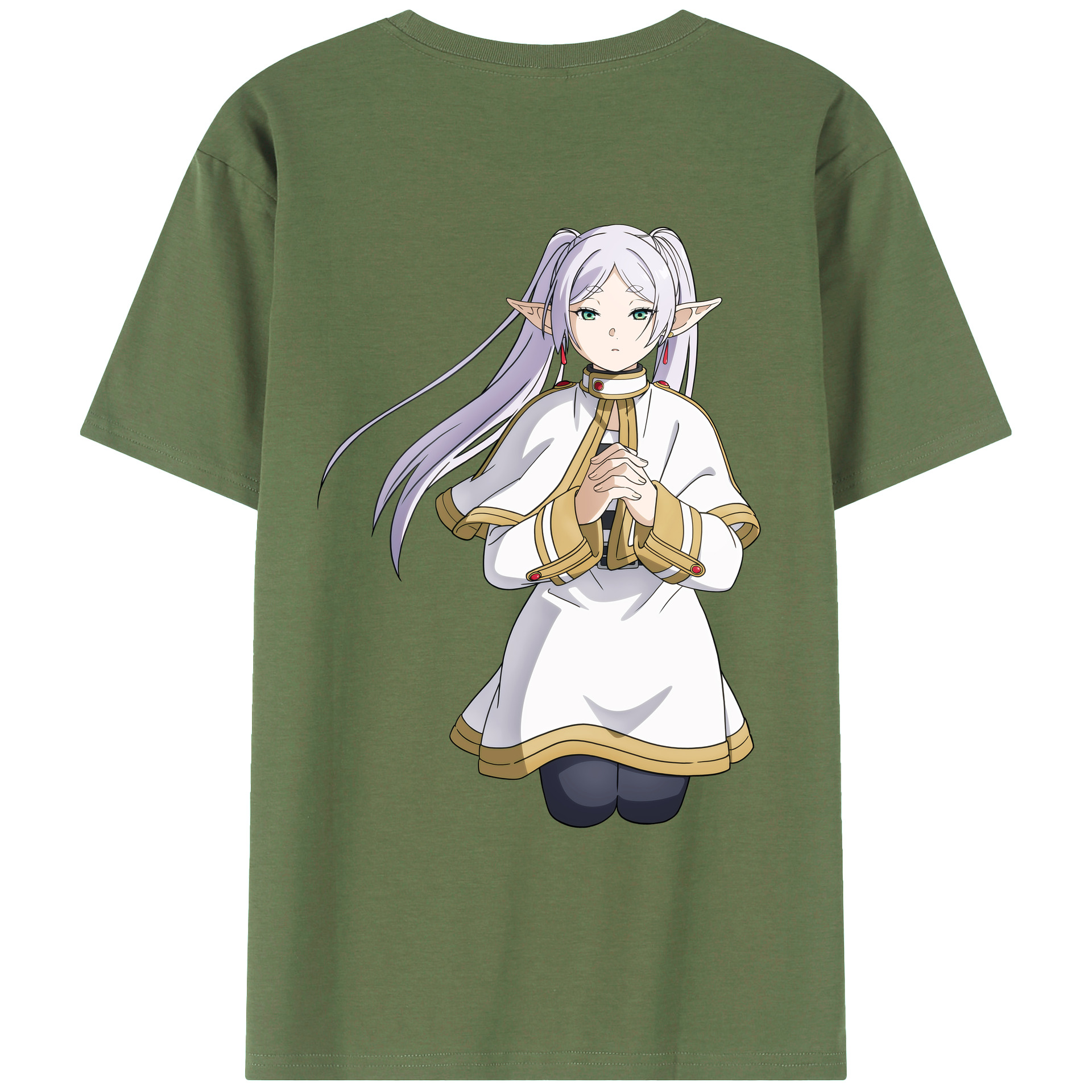 （画像用） 葬送のフリーレン Frieren 綿100％ メンズ半袖Tシャツ（バックプリント） 通気性